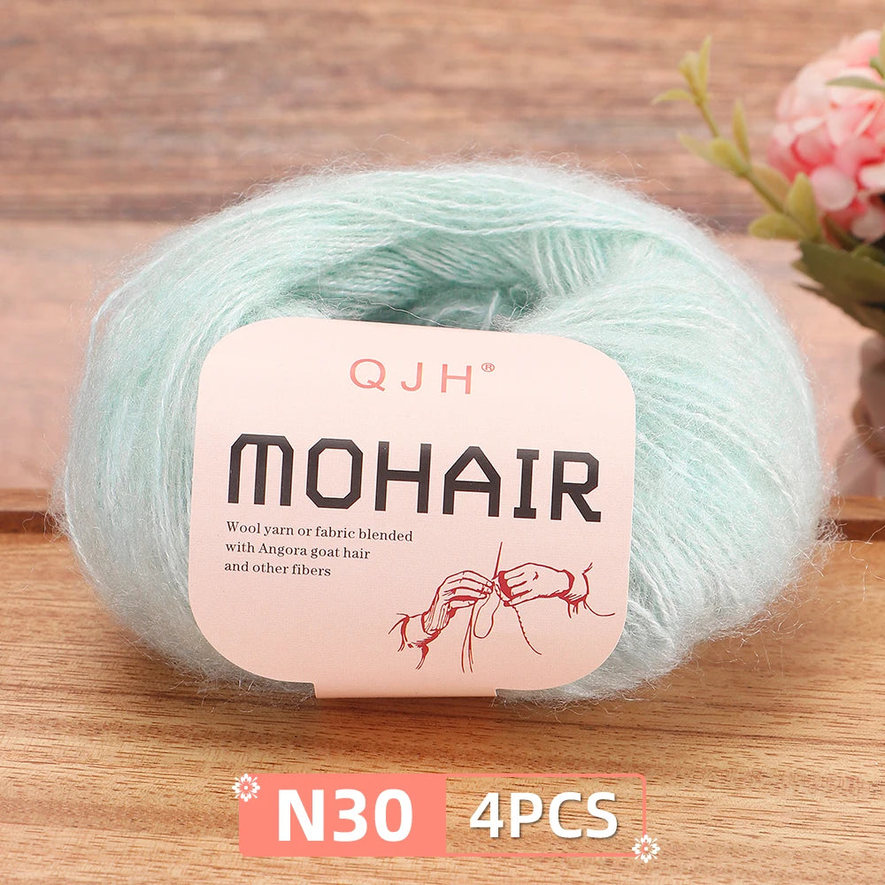 Mohair Yarn Set 4-Skein Bundle, 130m Each — Multicolor | KIMLUD