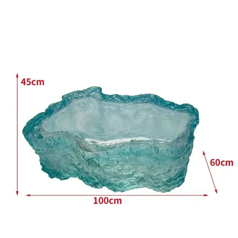 KIMLUD, Transparent Island Villa Bar Home Art High-end Resin Glacier Coffee Table, KIMLUD Womens Clothes