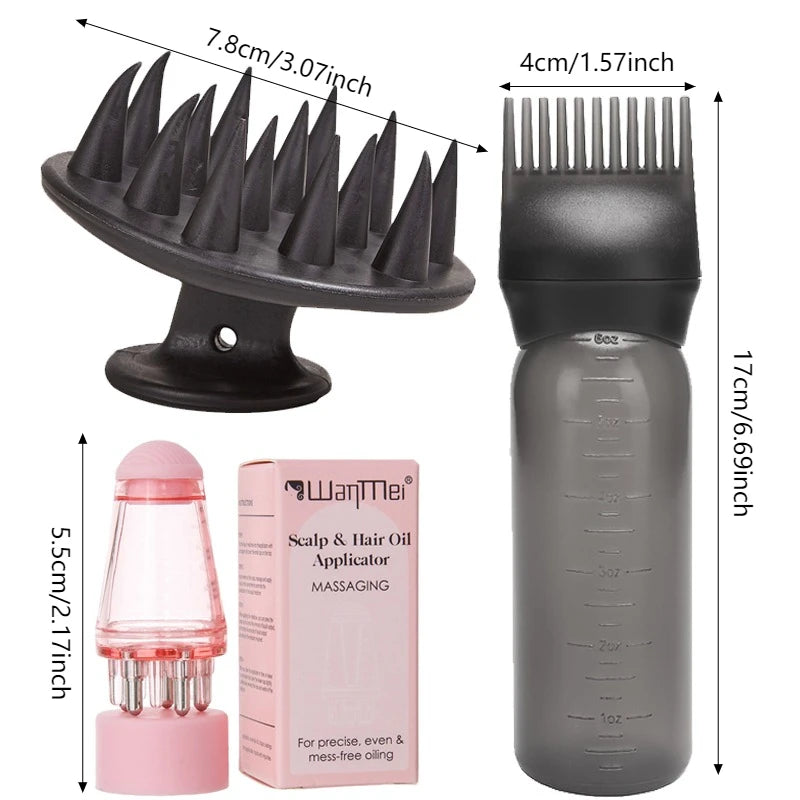 Silicone Hair Tools Set 3-Piece Scalp Massage Brushes — Pink | KIMLUD
