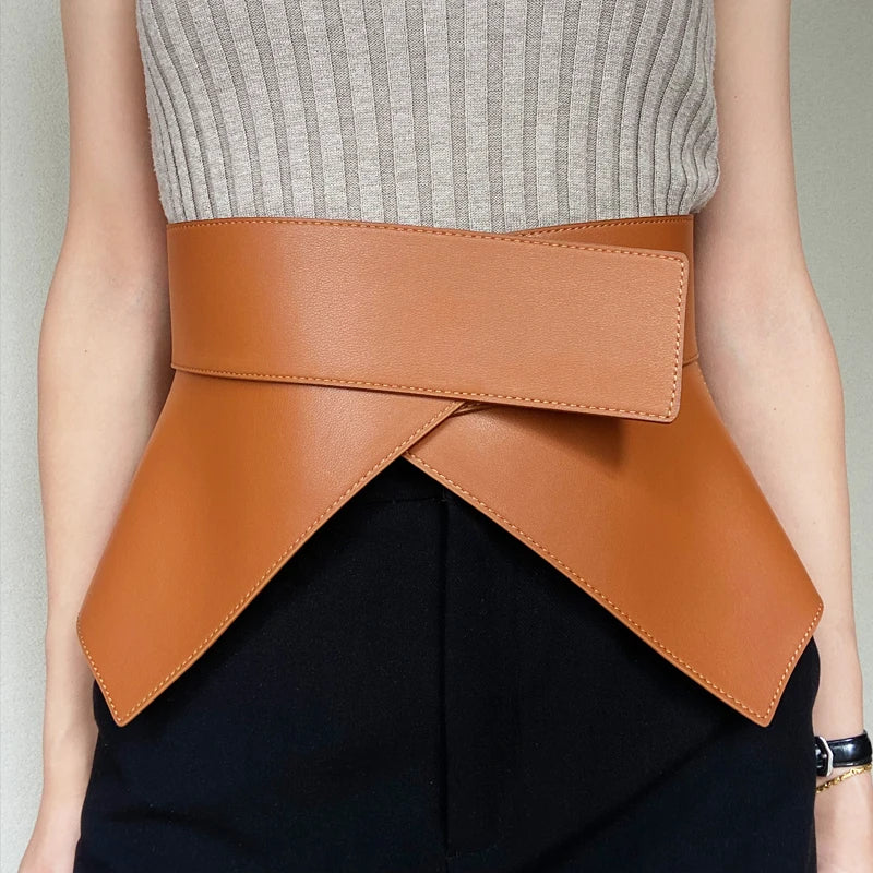 Belt – Geometrically Designed Waist Closure – Split Leather | KIMLUD