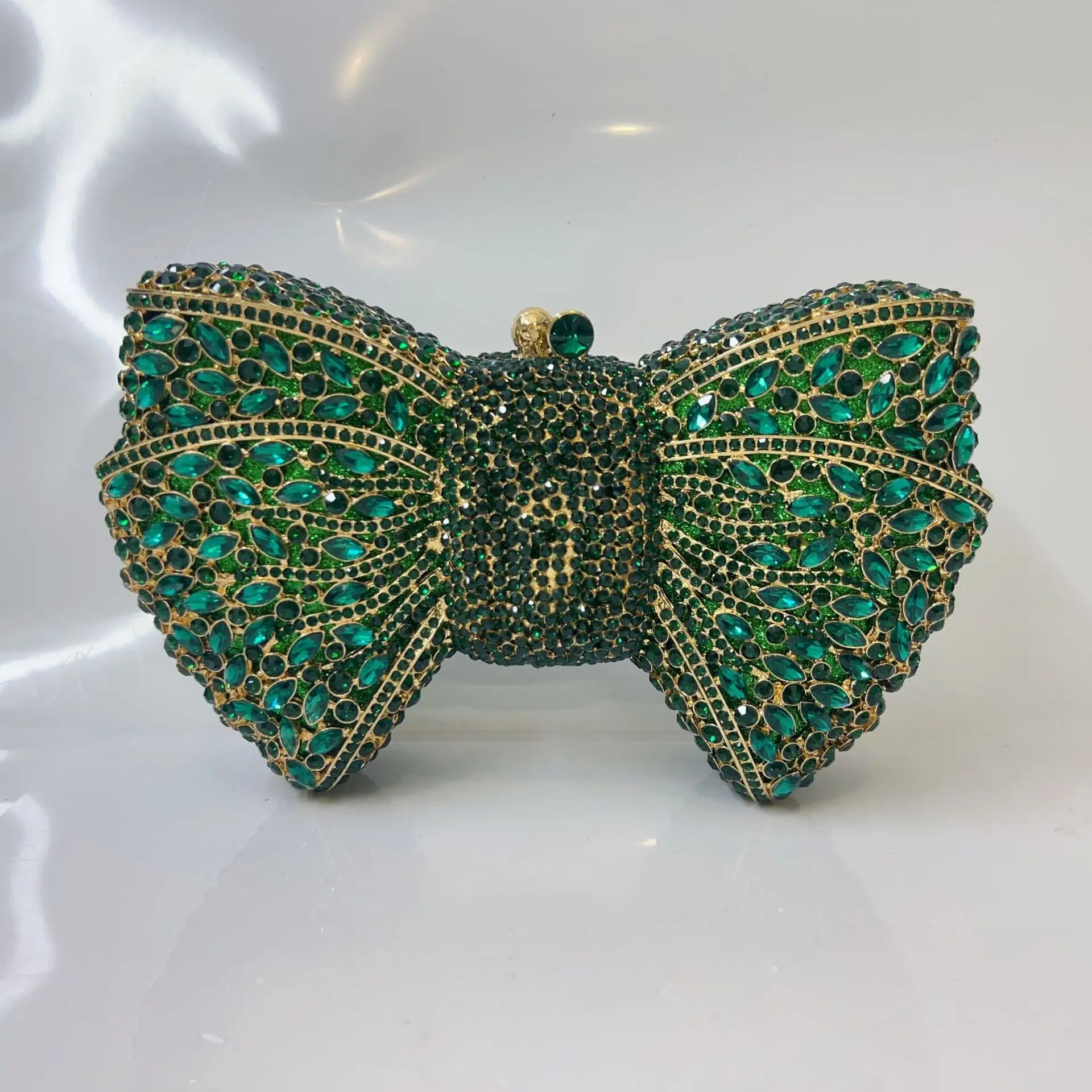 Crystal Rhinestone Bowtie Clutch Evening — Gold | KIMLUD