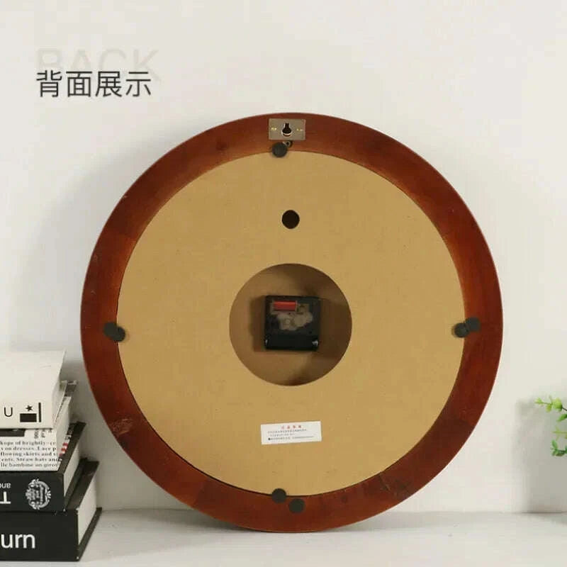 KIMLUD, Luxury Wood Wall Clock Metal Retro Nordic American Style Gold Silent Wall Clocks Bedroom Shabby Chic Living Room Horloge Gift, KIMLUD Womens Clothes