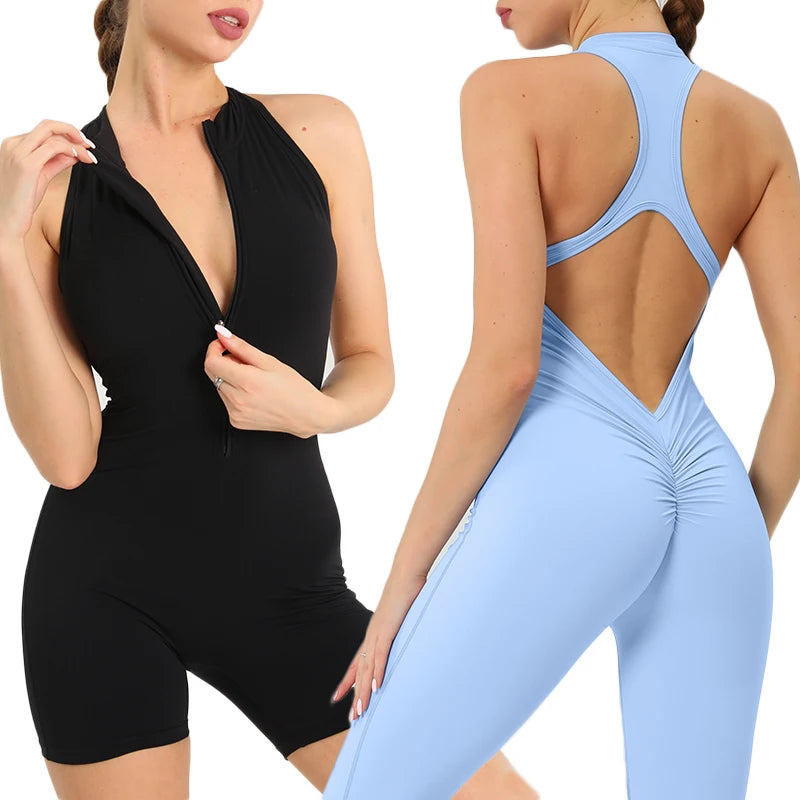 Jumpsuit – Backless Scrunch Sporty – Nylon Elastane – Slim Fit | KIMLUD