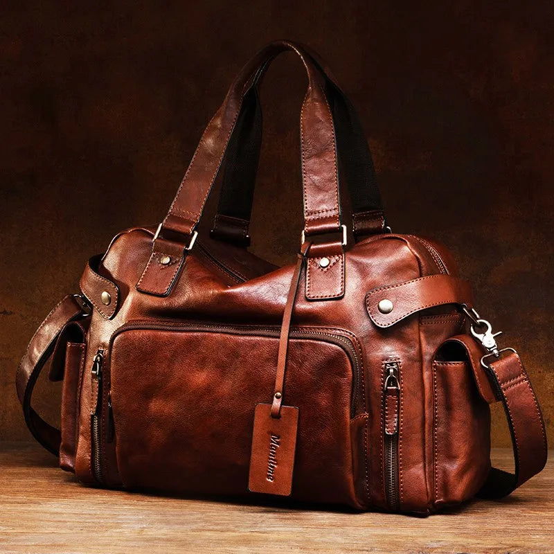 Vintage Genuine Leather Suitcases — Vegetable-Tanned | KIMLUD