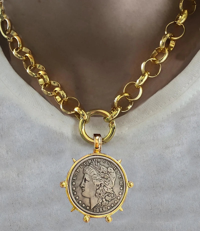 Copper Orla Coin Pendant Necklace — Copper | KIMLUD