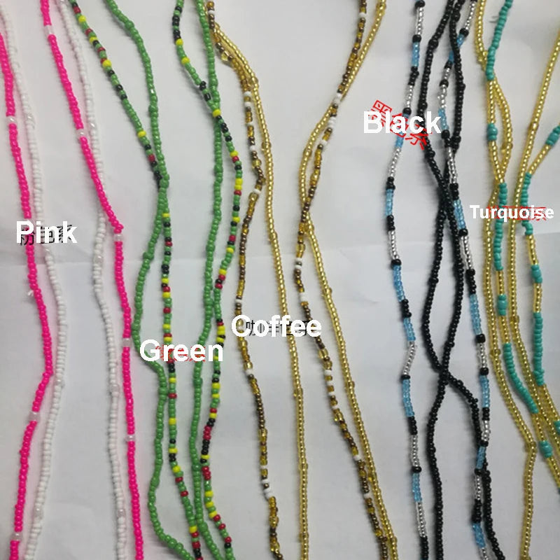 Gold-Tone Glass Beads Waist Beads Double-Strand — Gold | KIMLUD