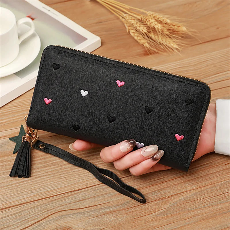 Women Long Wallets Purses Luxury Love Heart Wallets for Ladies Girl Money Pocket Card Holder Female Wallets Phone Clutch Bag