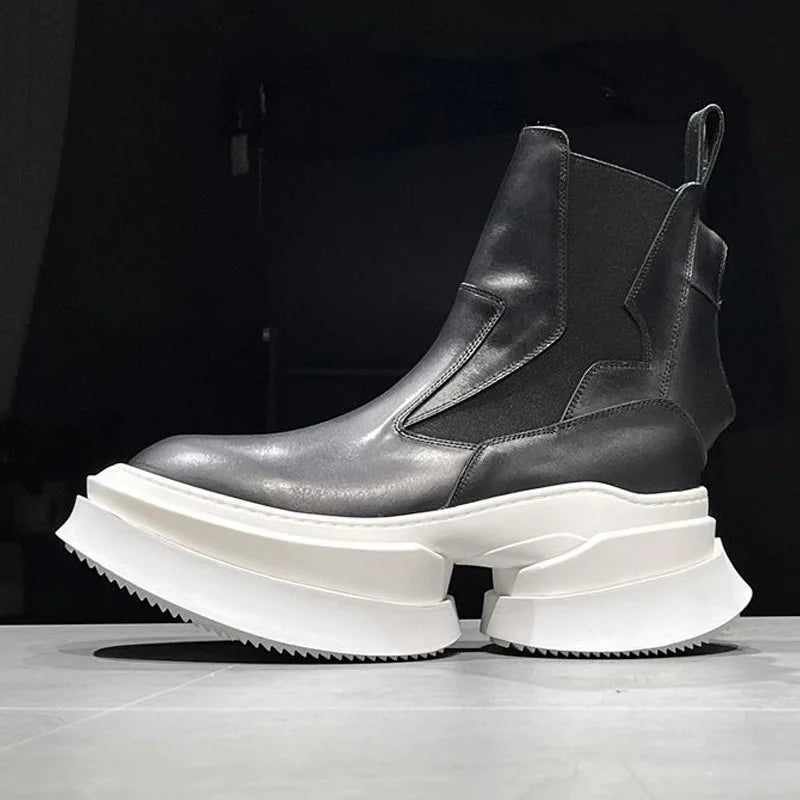 Men's Ankle Boots – High Top Street Style – Full Grain Leather | KIMLUD