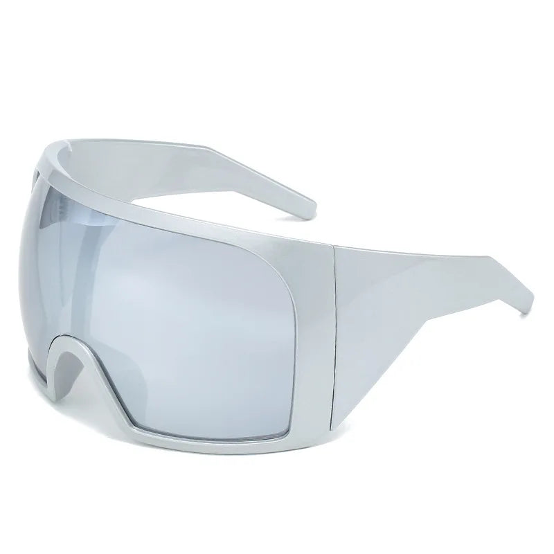 Oversized Shield Sunglasses Wrap Anti Wind UV400 — Black | KIMLUD
