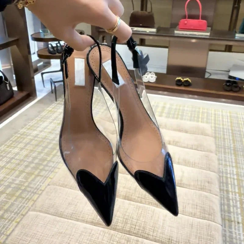 Transparent PVC Pointed Stiletto Pumps — Clear | KIMLUD