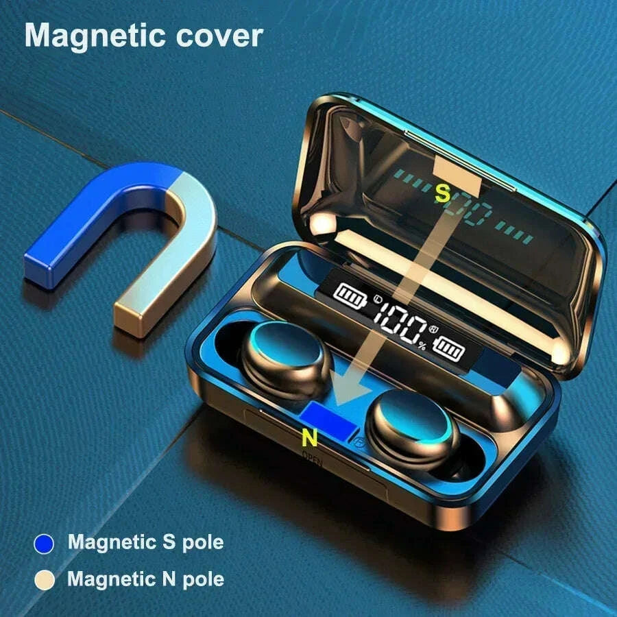 KIMLUD, F9 Bluetooth Headphones 9D Stereo High Bass Sport Earphones Touch Control TWS Wireless Earbuds Waterproof Handsfree Headset, KIMLUD Womens Clothes
