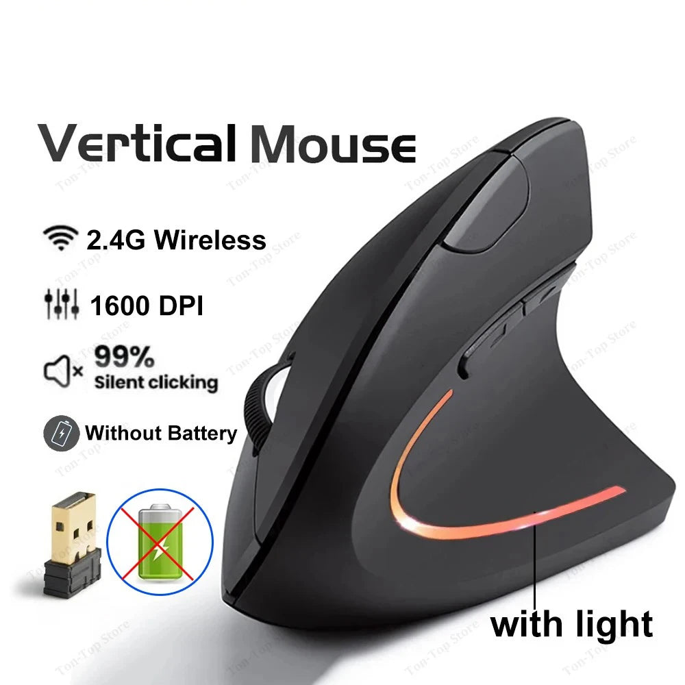 Vertical Mouse Ergonomic Mouse 2.4G Wireless Mouse Dual Mode Bluetooth Mice RGB 1600 DPI Silent Mouse for PC Laptop Desktop