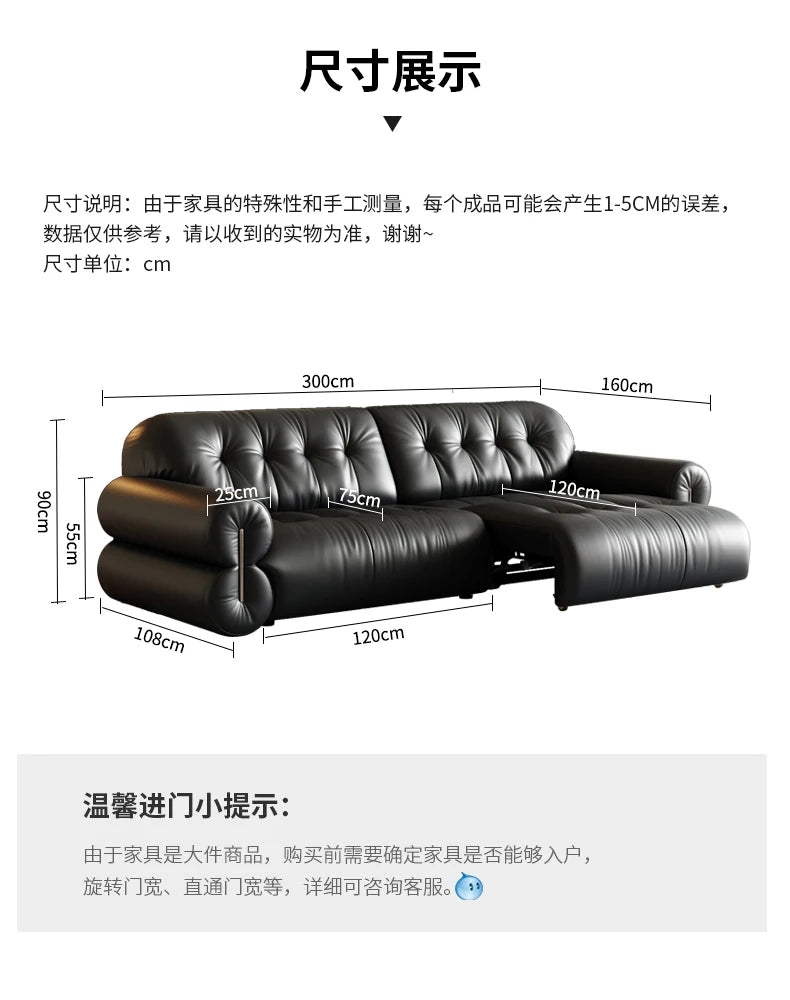 Leather Minimalist Modern Sectional Sofa With Smart Features — Black | KIMLUD