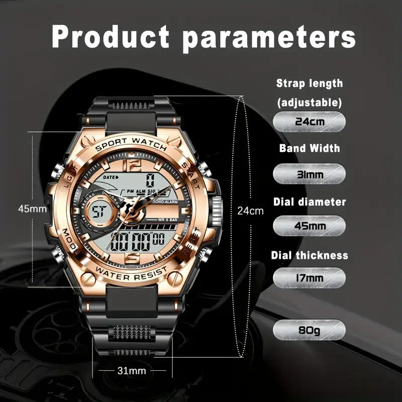 Digital Men Steel Military Wristwatch LED Quartz ClockSport Watch Male Big Watches Men Relogios Masculino