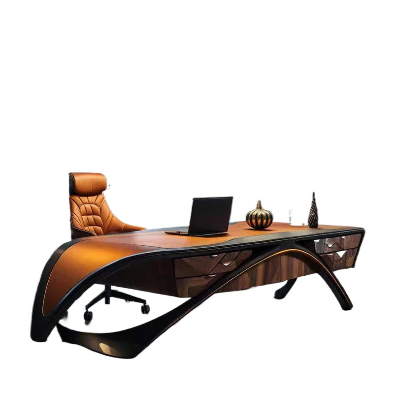 Luxury office desk with a chair on a white background