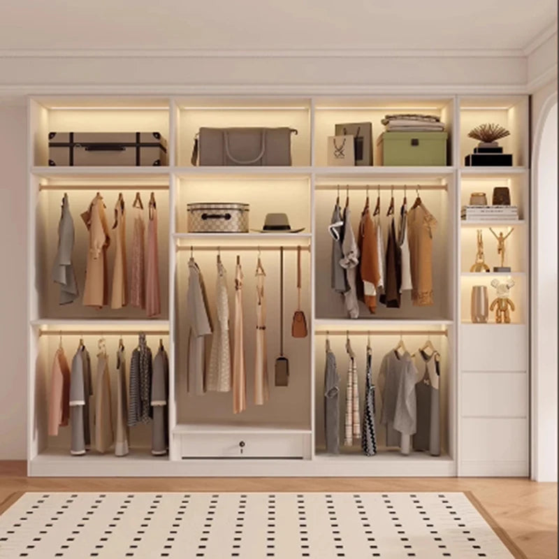 Fabric Open Closet Display Wooden Minimalist Modern Wardrobe Jewelry Cube Modular Wearable Storage Guarda Roupa Salon Furniture