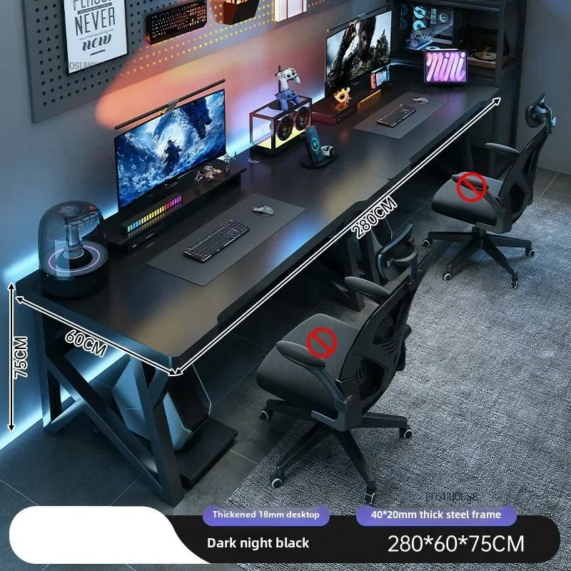 L-Shaped Double Computer Desk Home Office — Black | KIMLUD