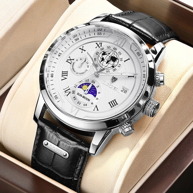 LIGE Luxury Mens Watches Waterproof Luminous Quartz Watch For Men Business Fashion Casual Man Date Chronograph Relogio Masculino