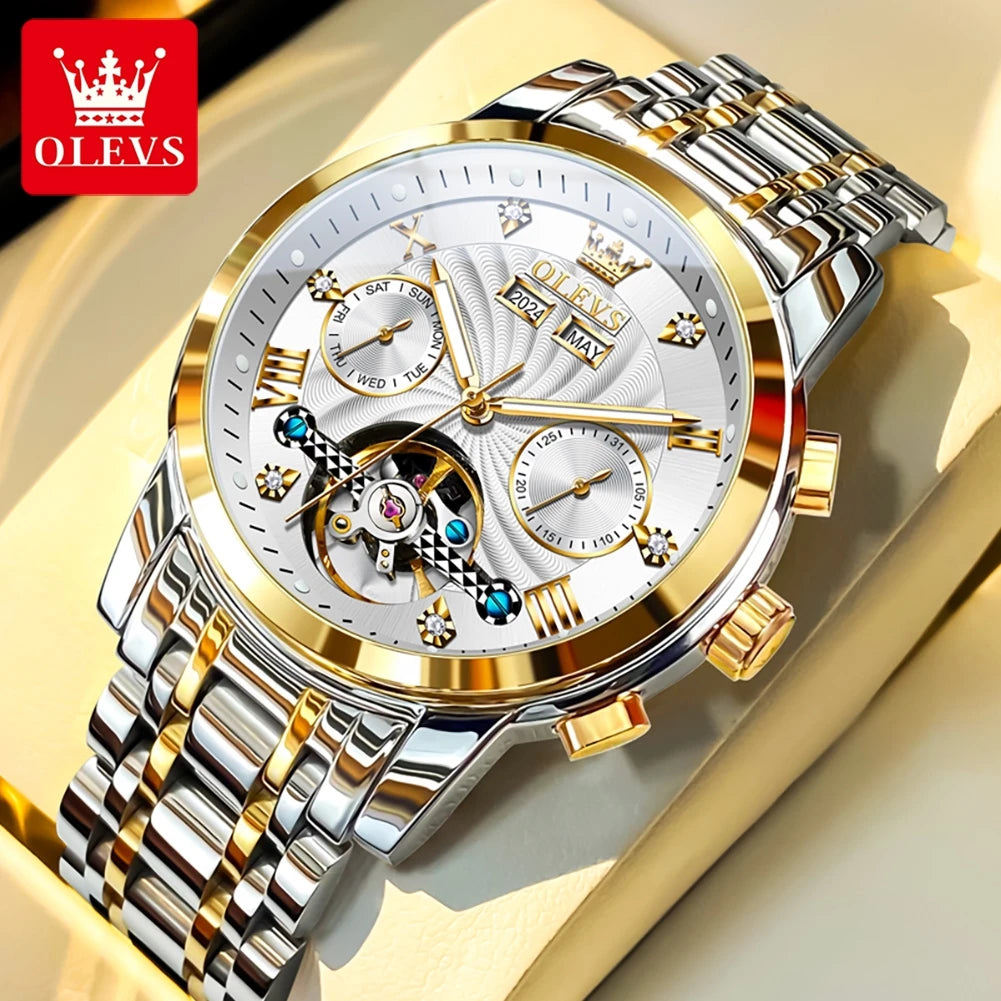 Skeleton Stainless Steel Watch Tourbillon — Silver | KIMLUD