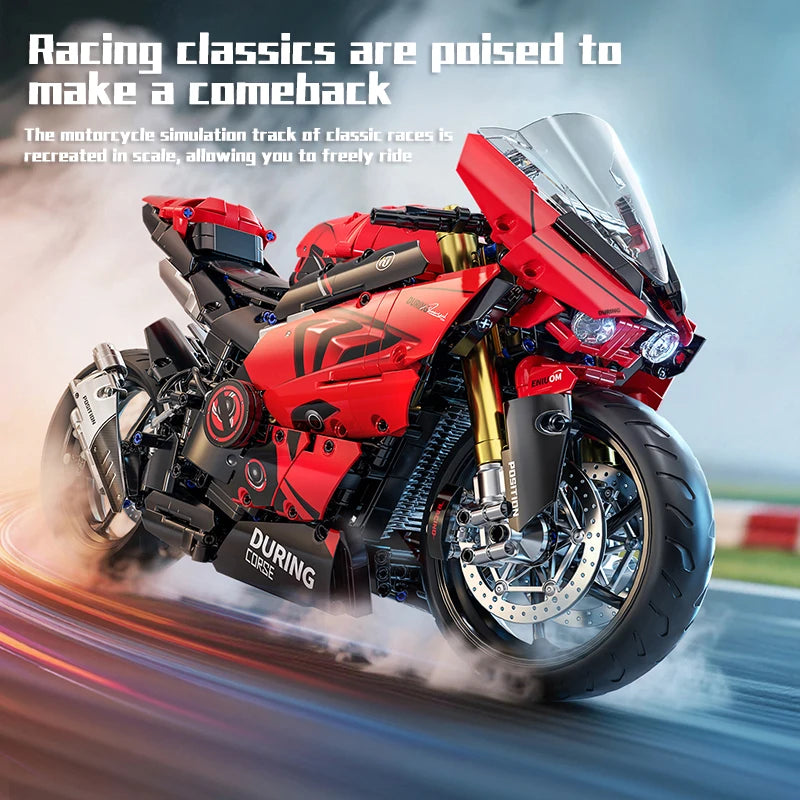 TOYLINX High-Tech 2024PCS 1:5 Scale Motorcycle Building Blocks City Motorbike Locomotive Modular Bricks Model Toys For Kid Gifts