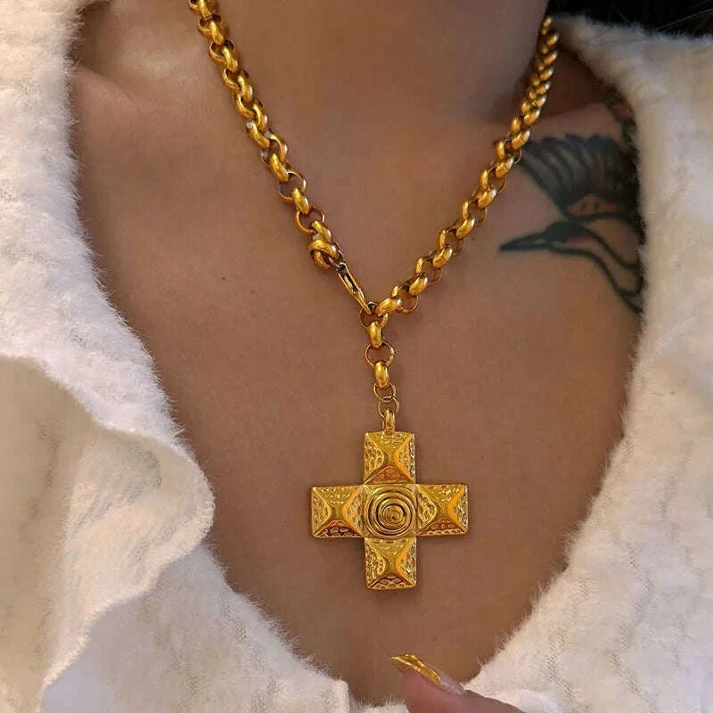 swirling-cross-statement-necklaces-stainless-steel-necklaces-for-women-vintage-chunky-stainless-steel-jewelry-non-tarnish-kimlud-kimlud-33912033