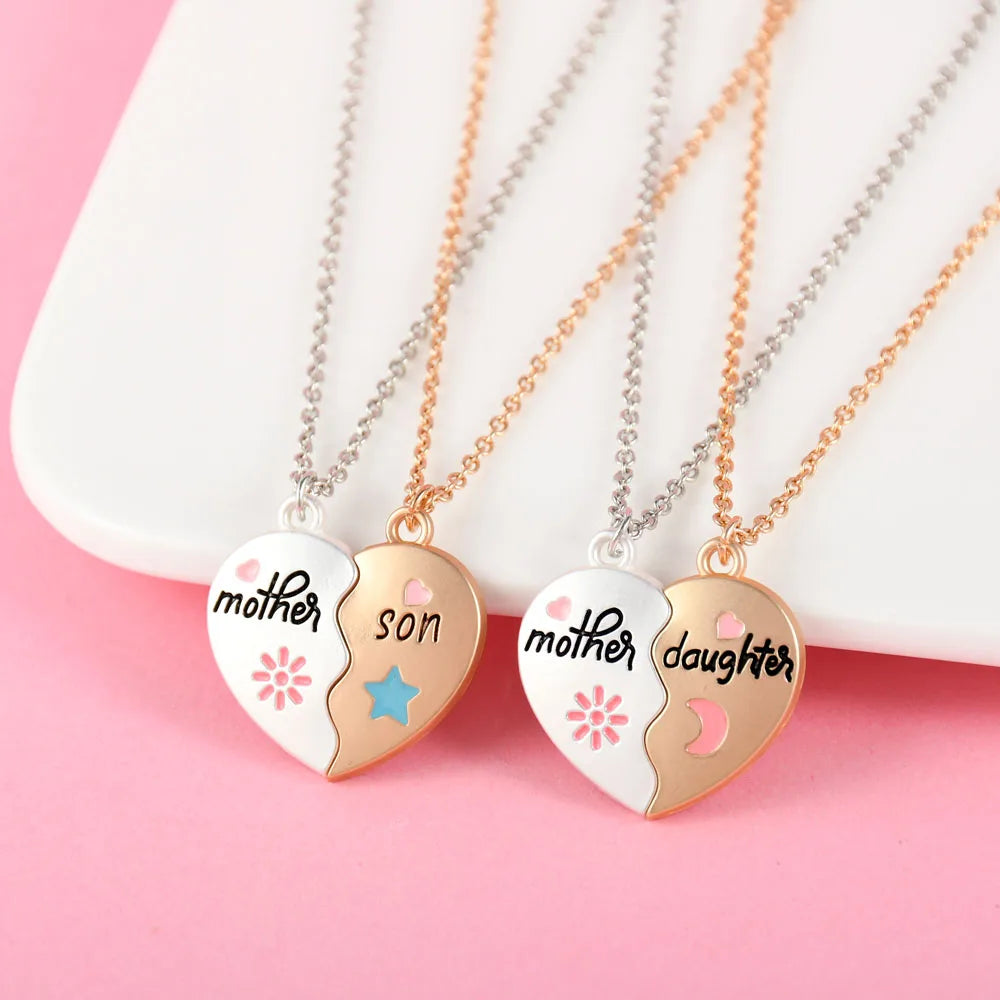 Two-Tone Pendant Necklace Heart Letter — White and Rose Gold | KIMLUD