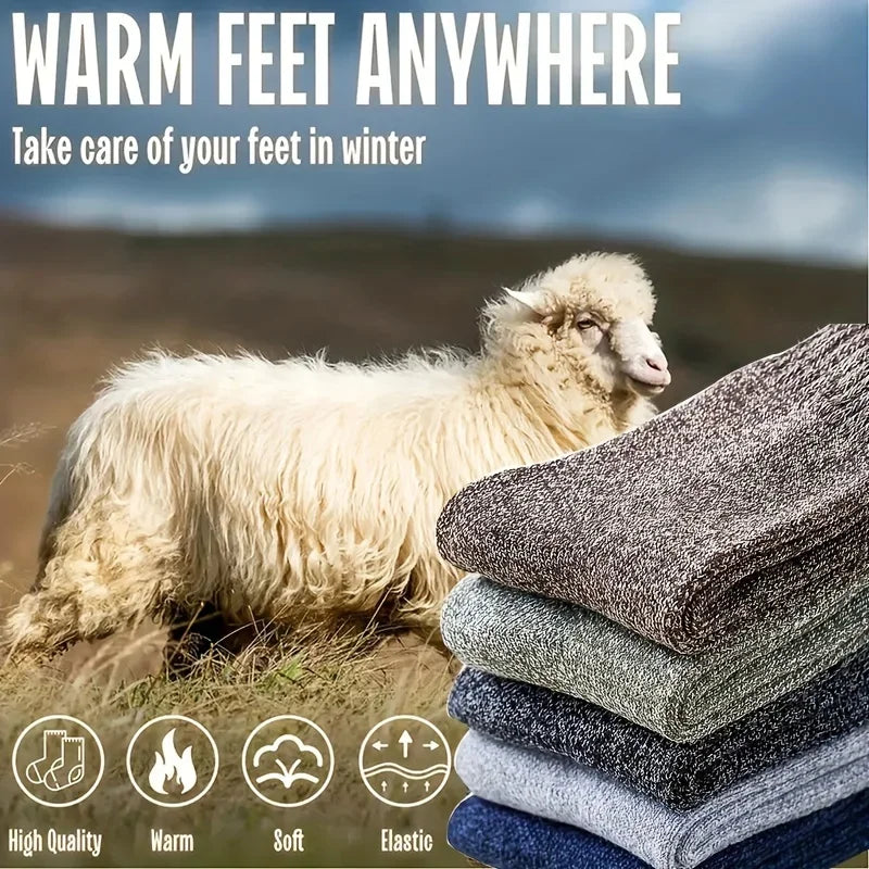 Thermal Polyester Knit Socks Mid-Calf — Black | KIMLUD