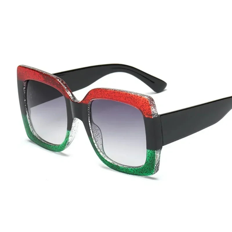 Oversized Glitter Plastic Sunglasses — Multicolor | KIMLUD