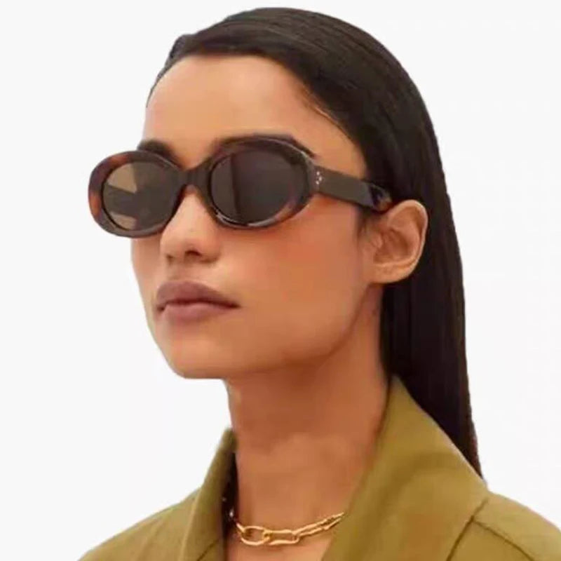 Oval Frame Sunglasses Plastic Retro Small — Black | KIMLUD