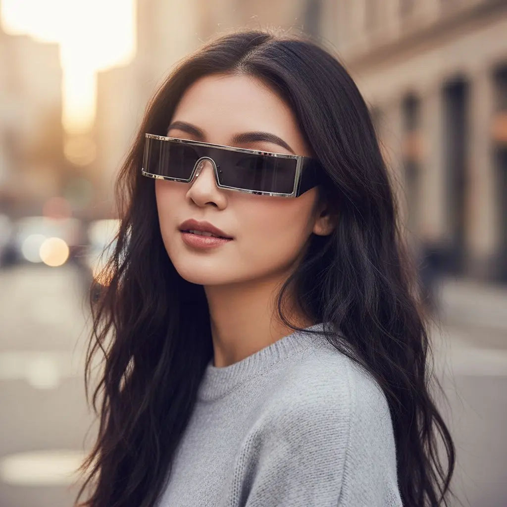 Cyberpunk Alloy Sunglasses Narrow Frames — Black | KIMLUD