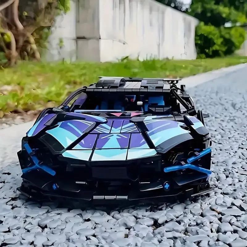 1690 Colorful Cyber Sports Car Building Block Set / Fashionable Design Eye-Catching Door Title/Difficulty DIY Car Model Display/