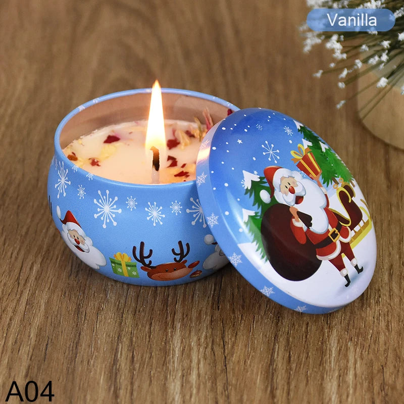 KIMLUD, Christmas Aromatherapy Candle Jar Christmas Scented Candle Tin Jar Cans Candle Merry Xmas Decor For Home New Year Navidad Gifts, KIMLUD Womens Clothes