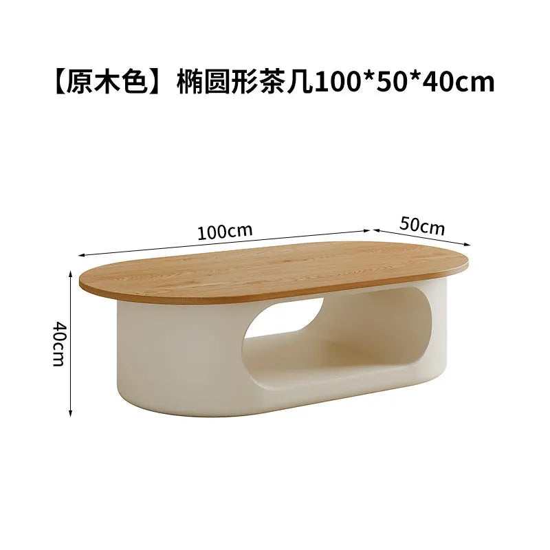 Minimalist Ellipse Coffee Table For Compact Living Rooms With Subtle Modern Aesthetic — Walnut | KIMLUD