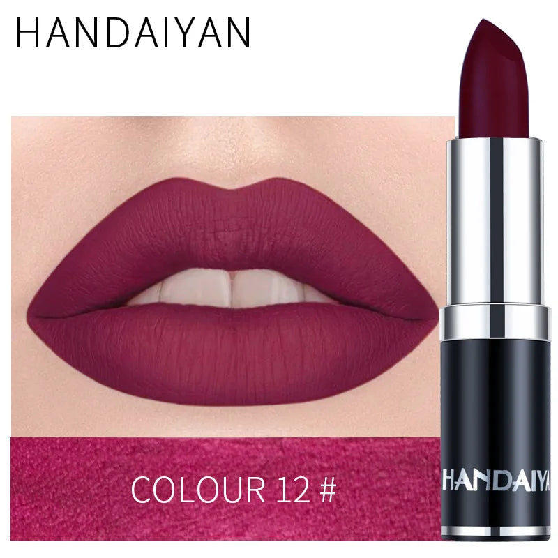 HANDAIYAN 12-color matte velvet lipstick long-lasting waterproof non-stick cup does not fall color lipstick lipstick