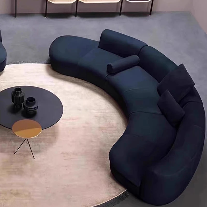Mid Century Nordic Sofas Elegant Curved Arc Silhouette Lounge Set — Soft Beige | KIMLUD