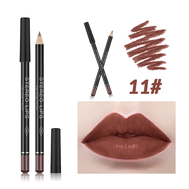 Matte Brown Lip Liner Pencil Lip Outline Contouring Lasting Waterproof Lipstick Crayon Pigments Moisturizing Lip Balm Cosmetics