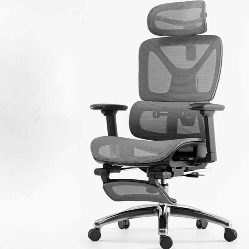 Ergonomic Mesh Office Chair With Footrest — Soft Dove-Gray | KIMLUD