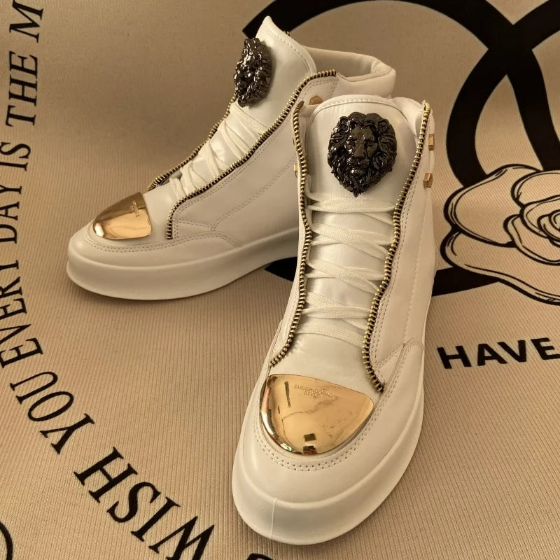 High-Top Zip-Decorated Sneaker With Breathable Mesh Lining — Black | KIMLUD