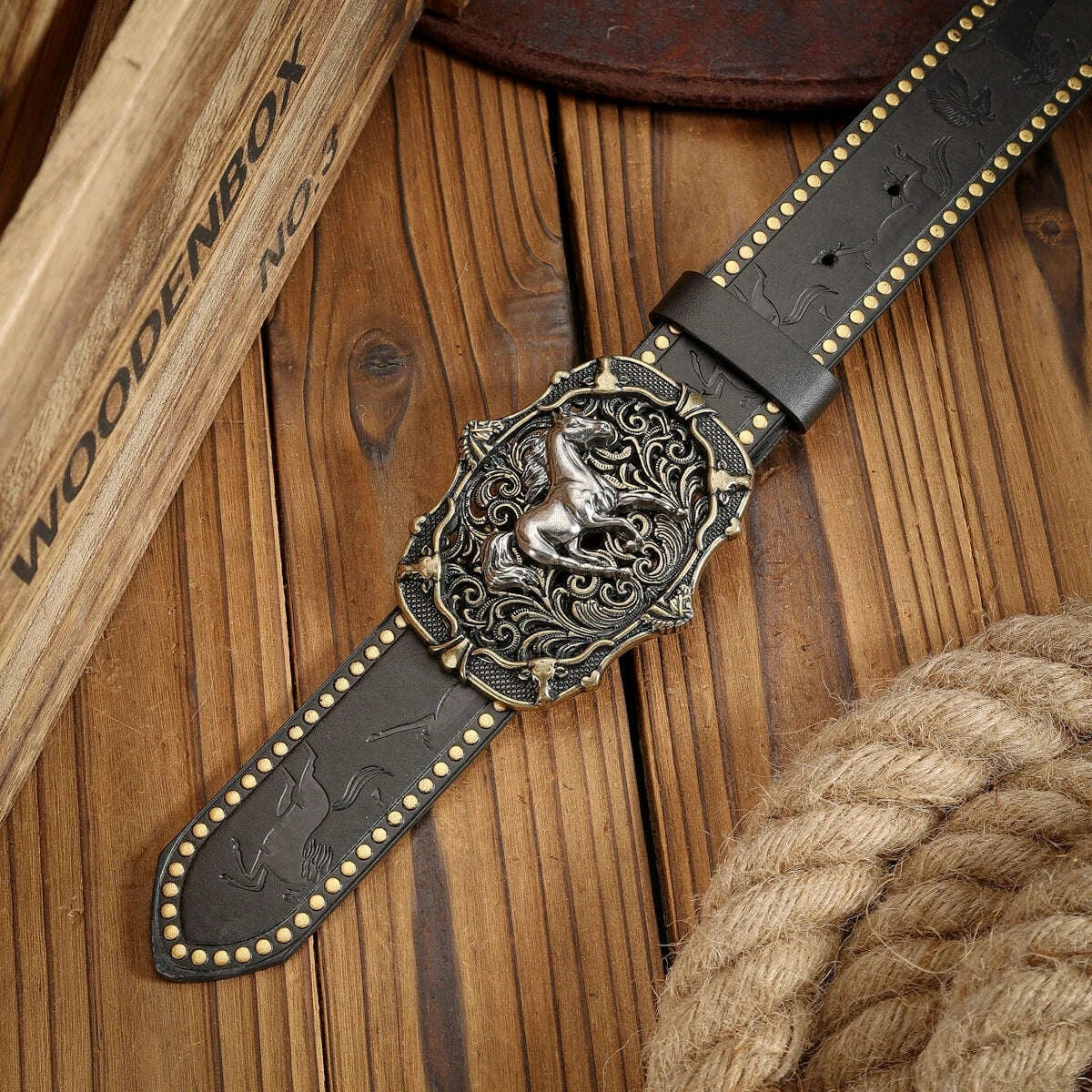 KIMLUD, A unisex Western-style PU belt with buckles, Bohemian style, casual and retro, suitable for daily wear when going out, KIMLUD Womens Clothes