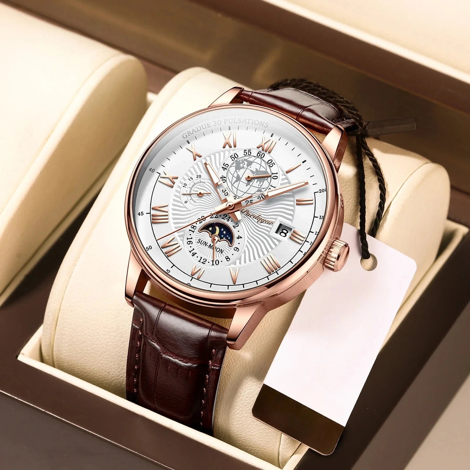 Fashion Luxury Wristwatch For Men Luminous Chronograph Date Man Watch Leather Men's Quartz Watches Sports Male Clock