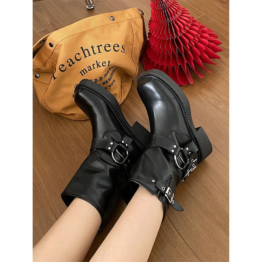 British style brown thick heeled women's 2025 new summer retro western cowboy boots thick soled knight boots