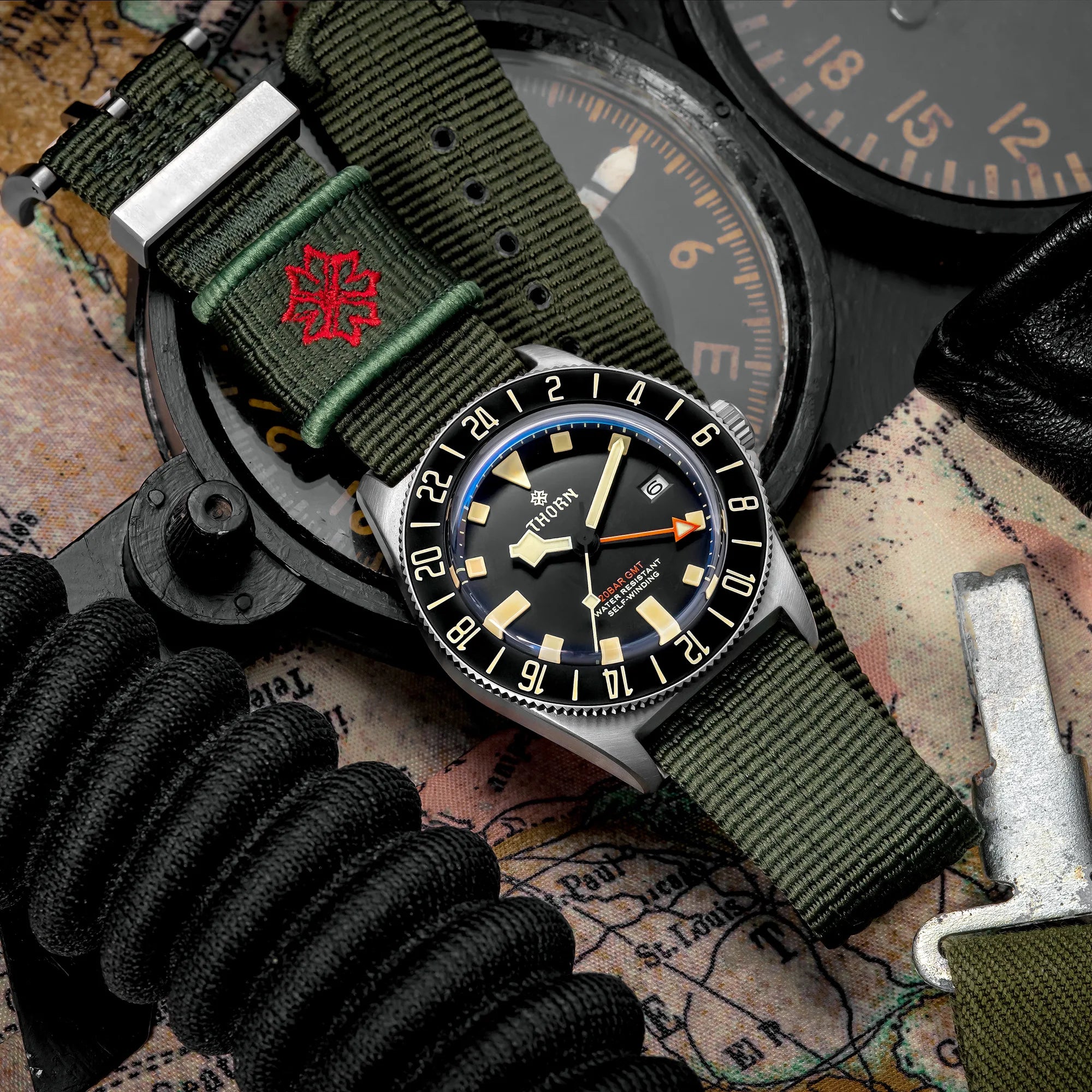 Titanium GMT Dive Watch 42mm NH34 Automatic — Black | KIMLUD