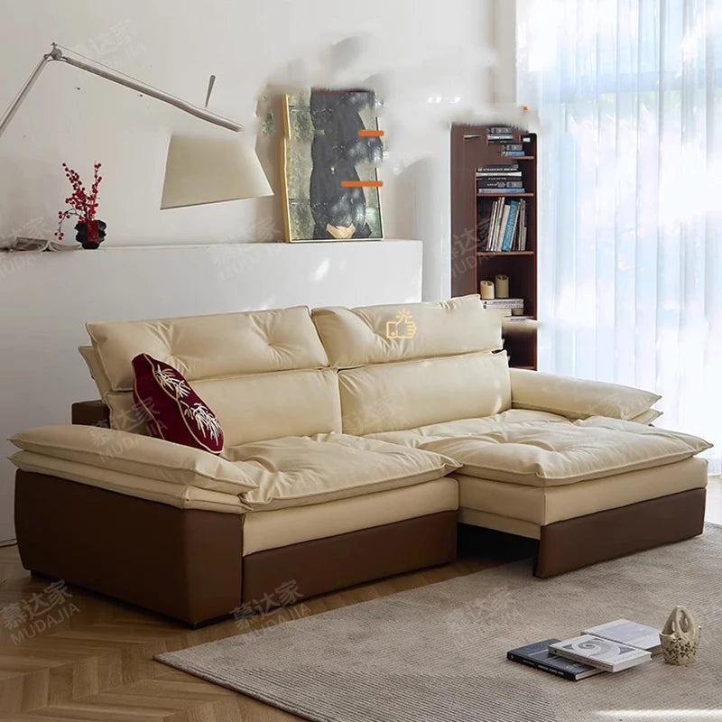 Minimalist L-Shaped Sofa With Multifunctional Design — Cream White | KIMLUD