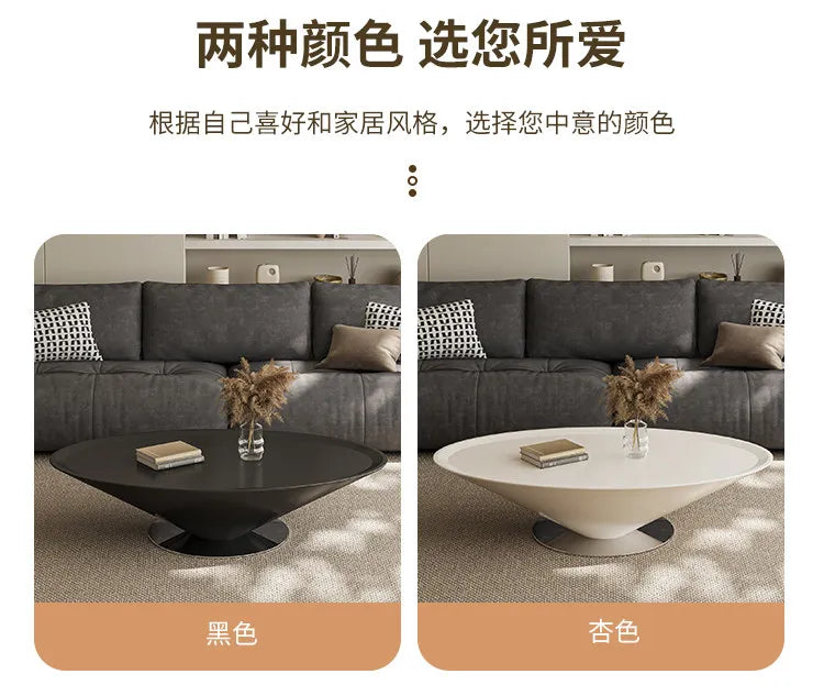 Minimalist Round Coffee Table Unique Aesthetic — White | KIMLUD