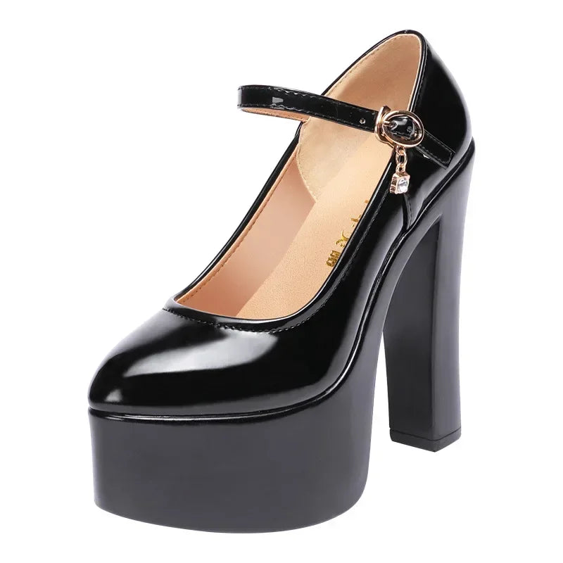 Pumps – Extreme Block Heel Platform – PU | KIMLUD