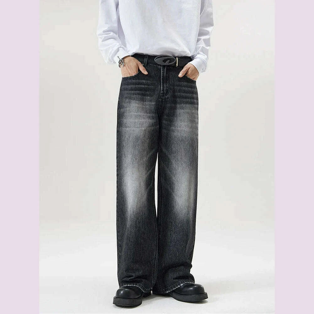 KIMLUD, 4 Colors Autumn Vintage Distressed Men's Baggy Straight Jeans Fashion Korean High Street Denim Pants Streetwear Male Trousers, KIMLUD Womens Clothes