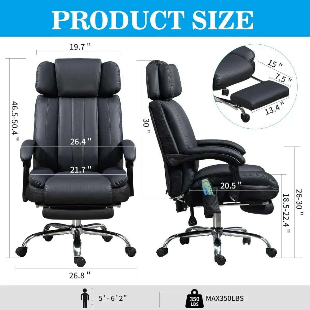 KIMLUD, Massage Office Chair with Heat and 8 Vibration Points Big and Tall Executive Office Chair with Adjustable Headrest, Extra Wide S, KIMLUD Womens Clothes