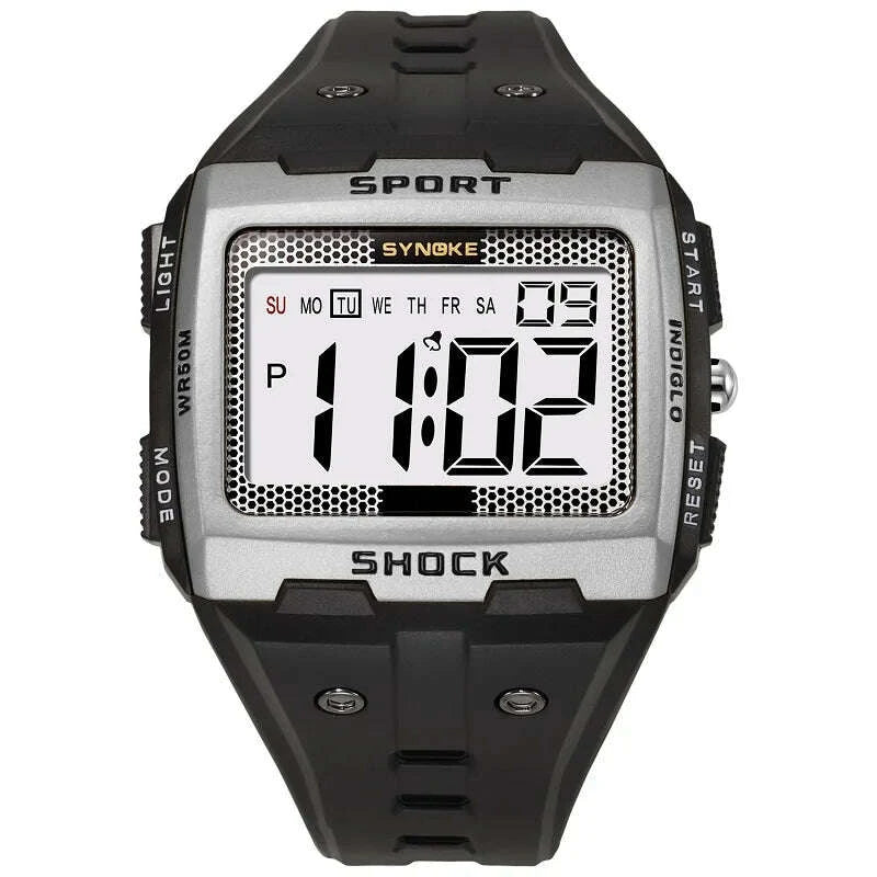 KIMLUD, SYNOKE Big Numbers Full Size Digital Watch Easy to Read 5ATM Water Resistant Electronic Wristwatch Countdown Clock Reloj Hombre, KIMLUD Womens Clothes