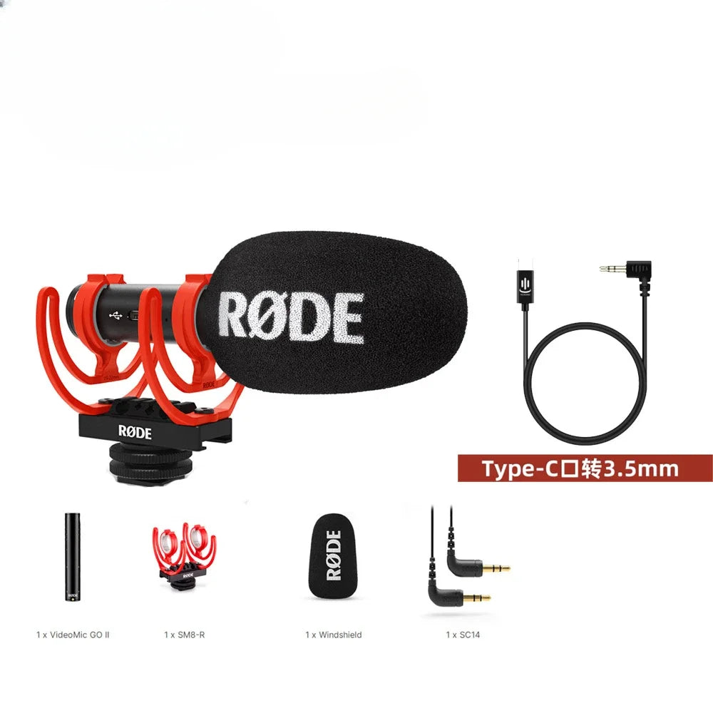 #V For Rode VideoMic GO II Studio Video Microphone for PC Laptop Phone DSLR Camera Streaming Vlog Video Live Recording Microphon