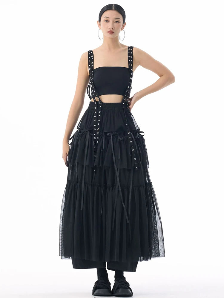 Midi Skirt - High Elastic Waist - Cotton Polyester - Coffee | KIMLUD